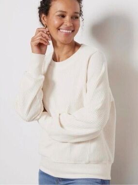 Evereve Cream Kennedy Ottoman Ribbed Soft Pullover Sweater - Size - XS